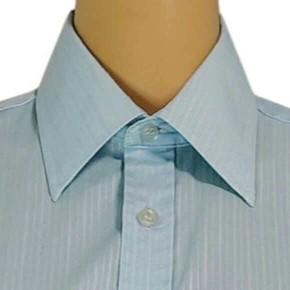 1980s Blue  Striped Collar Shirt Butterfly Wings  Single Needle Tailoring Size S - Picture 3 of 7